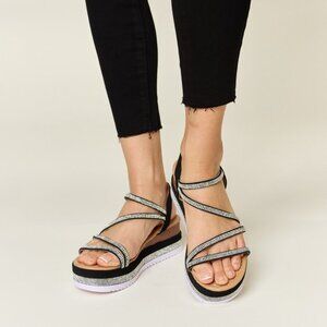 Forever Link Rhinestone Strappy Wedge Sandals  Forever Link